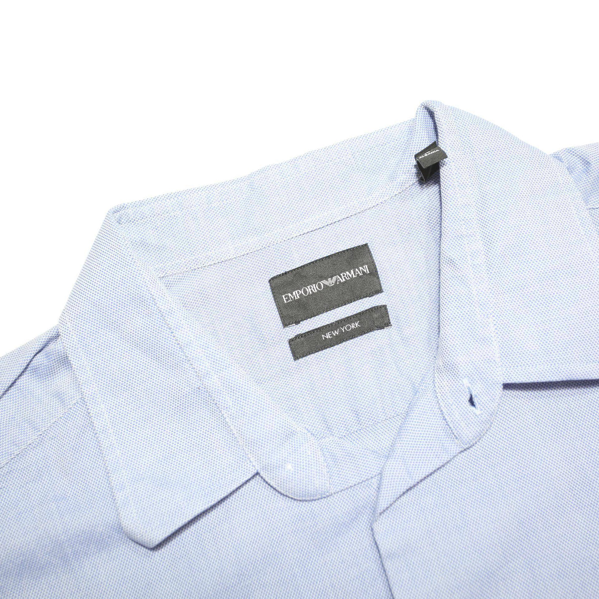 EMPORIO ARMANI Mens Blue Plain Shirt XL Cotton Blend Classic Long Sleeve Button