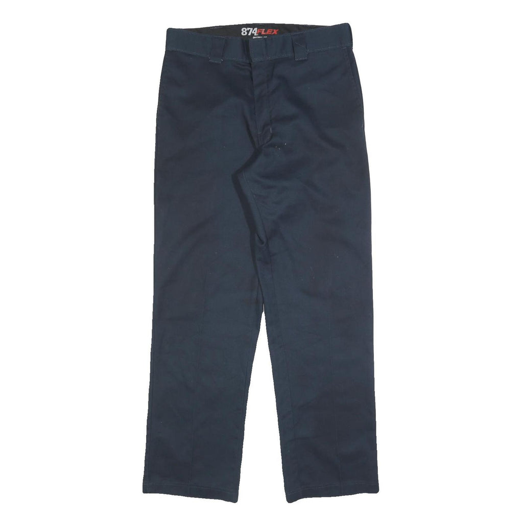 DICKIES Mens Cotton Blend Navy Regular Straight Trousers W34 L32 Workwear Zip
