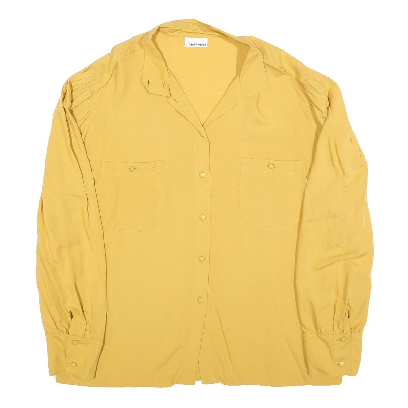 GERRY WEBBER Womens Yellow Button Shirt Long Sleeve Collar L Cotton Blend