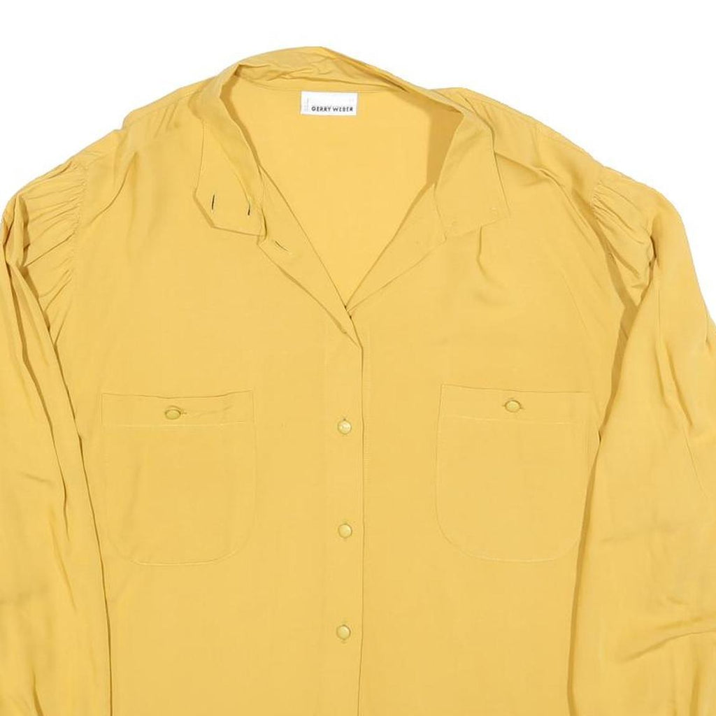 GERRY WEBBER Womens Yellow Button Shirt Long Sleeve Collar L Cotton Blend