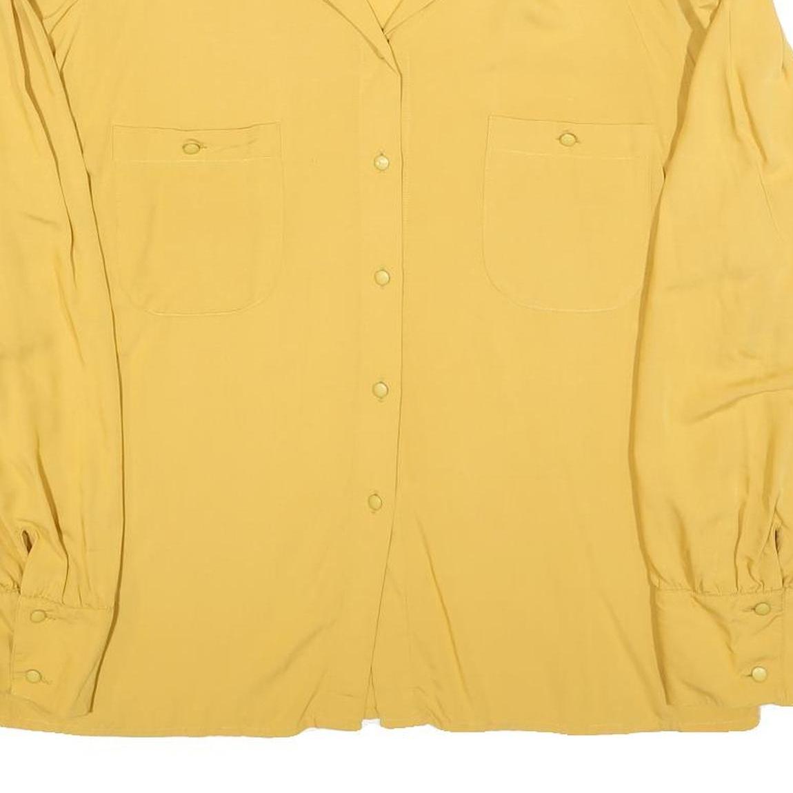 GERRY WEBBER Womens Yellow Button Shirt Long Sleeve Collar L Cotton Blend