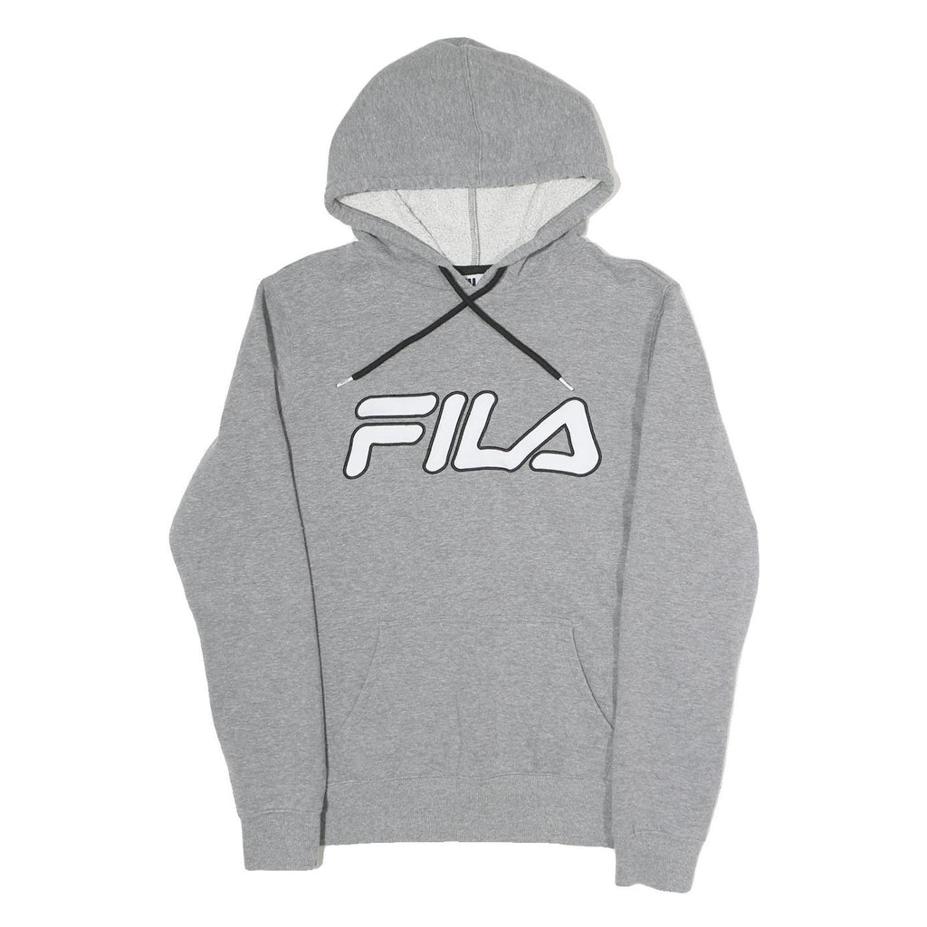 FILA Mens Grey Hoodie L Cotton Blend Pullover Drawstring Sweatshirt