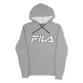 FILA Mens Grey Hoodie L Cotton Blend Pullover Drawstring Sweatshirt