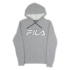 FILA Mens Grey Hoodie L Cotton Blend Pullover Drawstring Sweatshirt