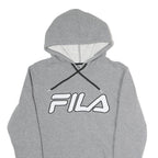FILA Mens Grey Hoodie L Cotton Blend Pullover Drawstring Sweatshirt