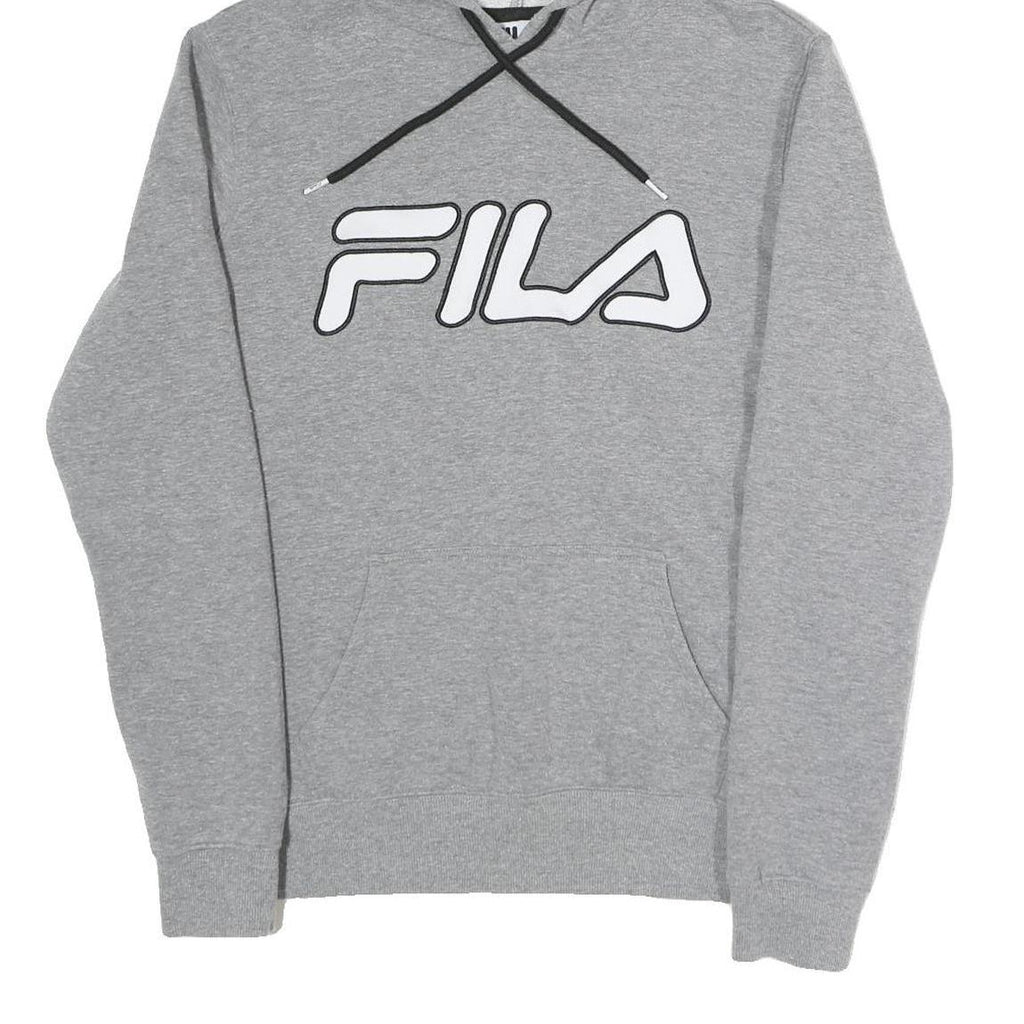 FILA Mens Grey Hoodie L Cotton Blend Pullover Drawstring Sweatshirt