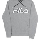 FILA Mens Grey Hoodie L Cotton Blend Pullover Drawstring Sweatshirt