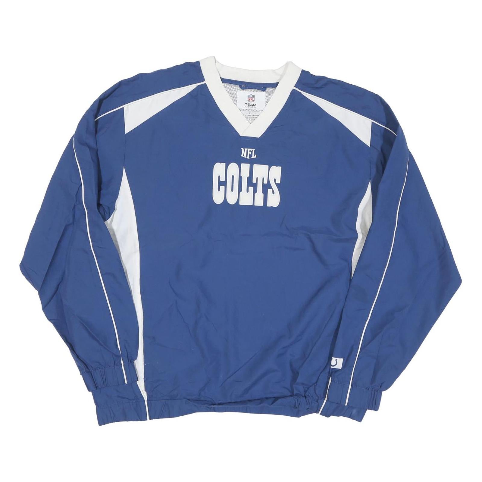 NFL Mens Blue & White Colts Pullover Jacket L Polyester Plain Sportswear