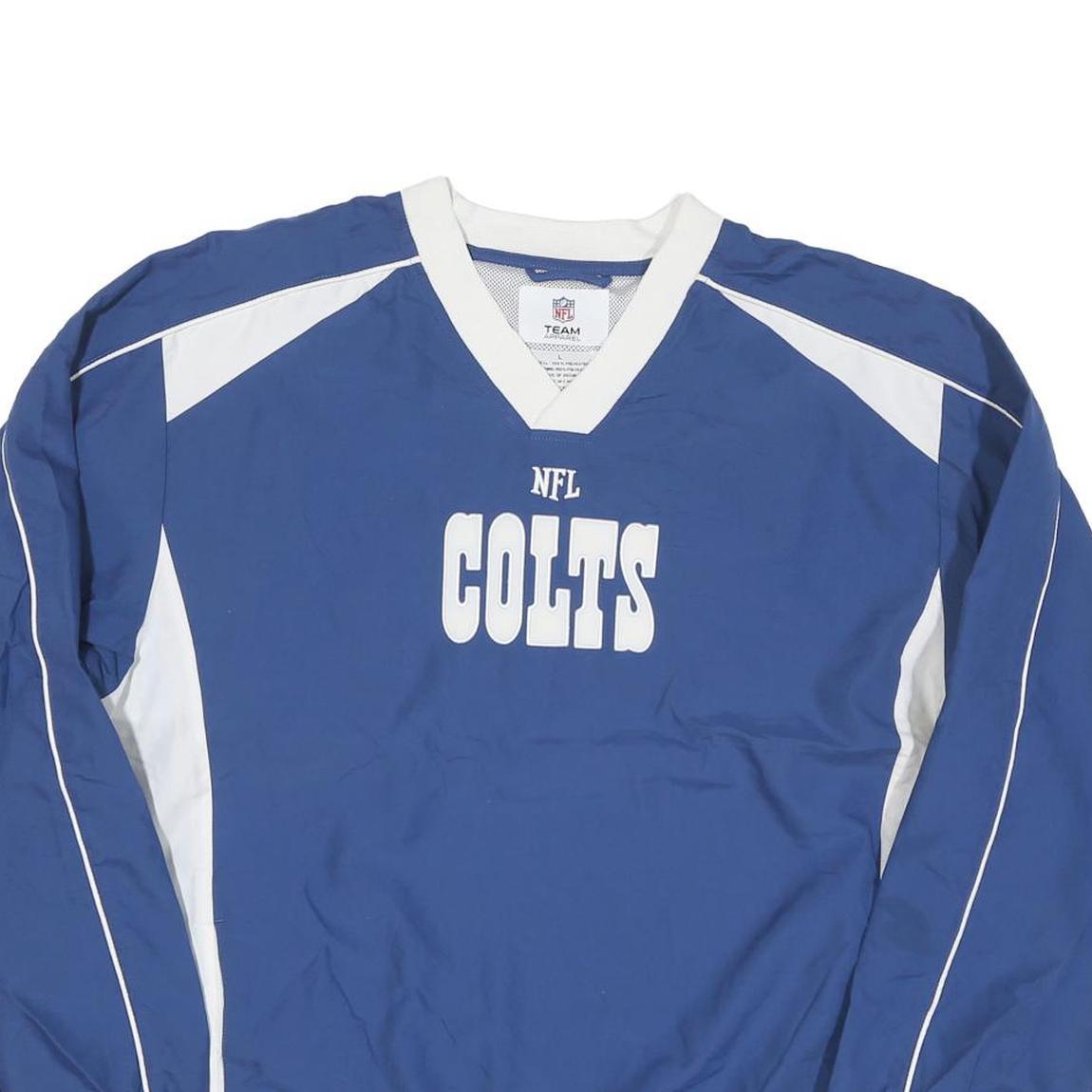 NFL Mens Blue & White Colts Pullover Jacket L Polyester Plain Sportswear