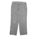 CARHARTT Mens Relaxed Fit Grey Jeans Denim W34 L30 Durable Workwear Zip Closure
