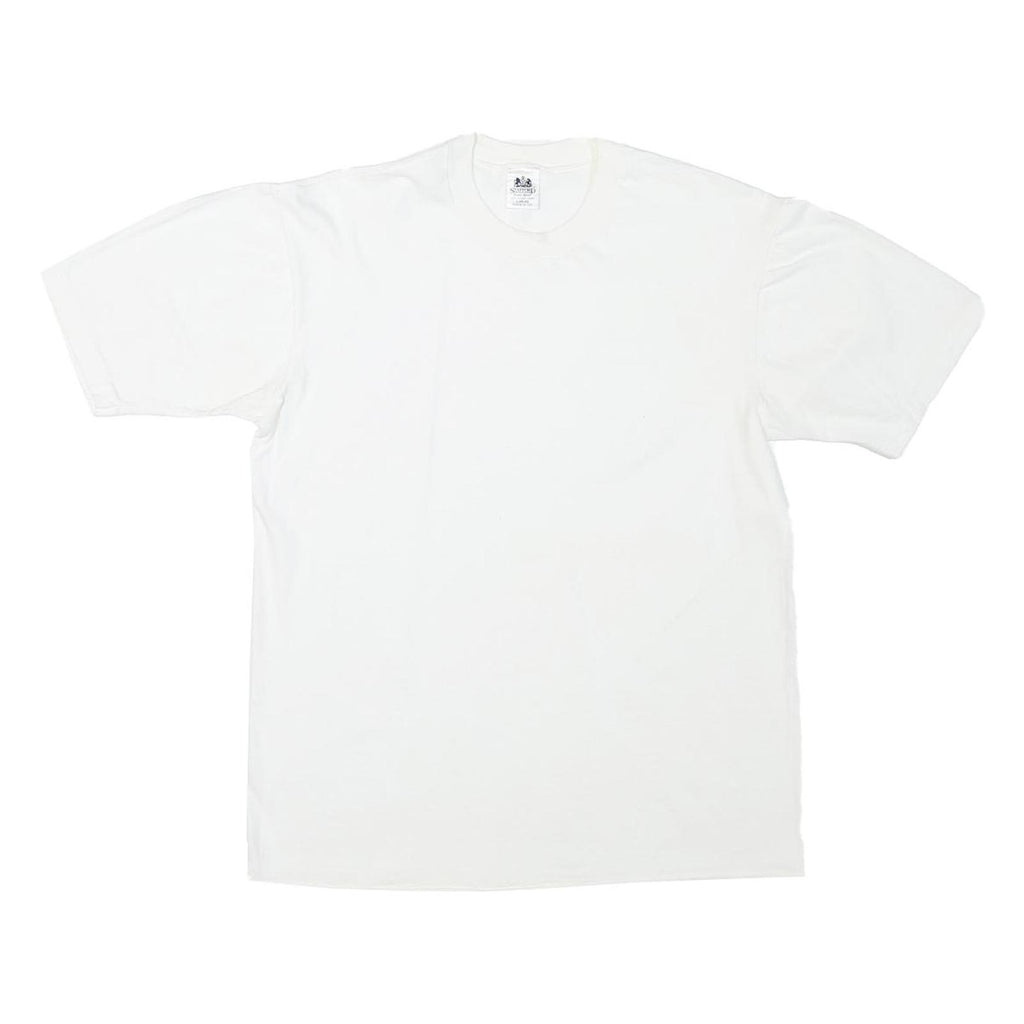 STAFFORD Mens White T-Shirt L Short Sleeve Crew Neck Plain Cotton Blend Classic