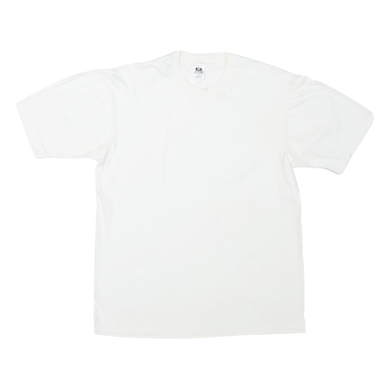 STAFFORD Mens White T-Shirt L Short Sleeve Crew Neck Plain Cotton Blend Classic