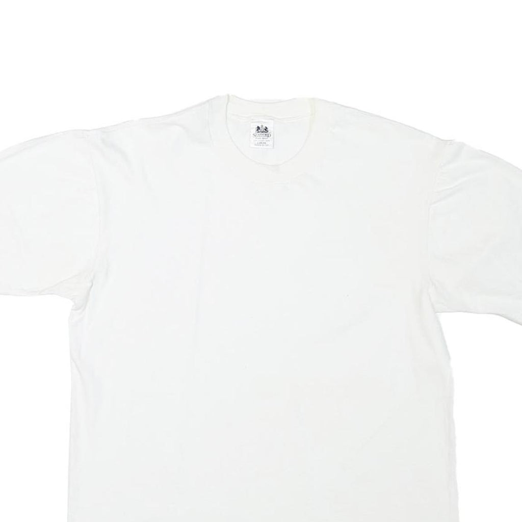 STAFFORD Mens White T-Shirt L Short Sleeve Crew Neck Plain Cotton Blend Classic