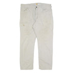 CARHARTT Mens Cotton Blend Beige Relaxed Straight Trousers W38 L30 Workwear