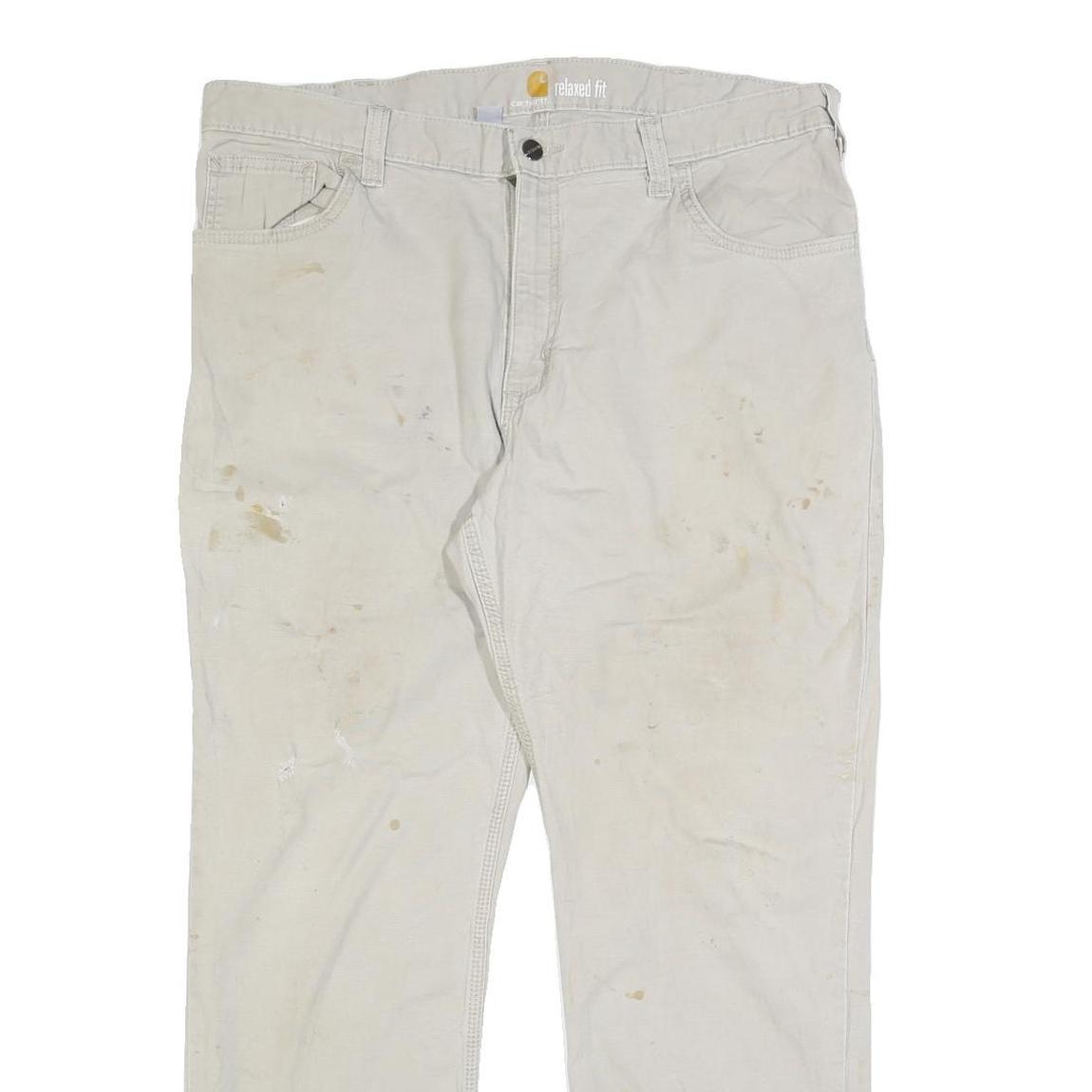 CARHARTT Mens Cotton Blend Beige Relaxed Straight Trousers W38 L30 Workwear