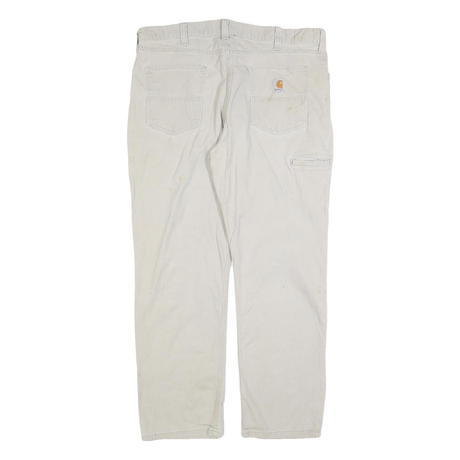 CARHARTT Mens Cotton Blend Beige Relaxed Straight Trousers W38 L30 Workwear