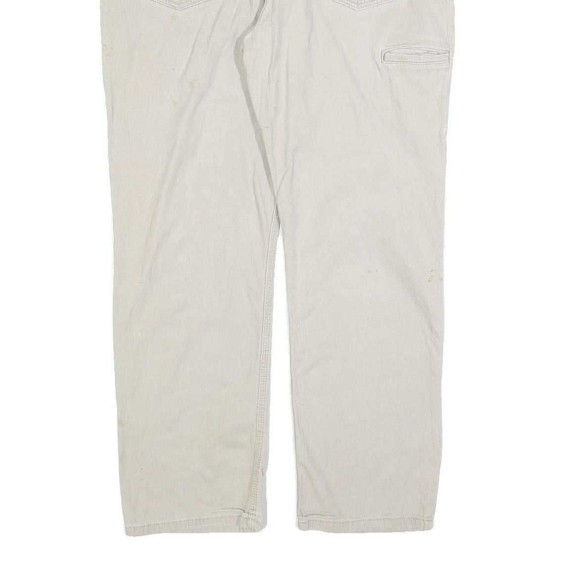 CARHARTT Mens Cotton Blend Beige Relaxed Straight Trousers W38 L30 Workwear