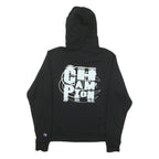 CHAMPION Mens Black Pullover Hoodie S Graphic Print Cotton Blend Streetwear