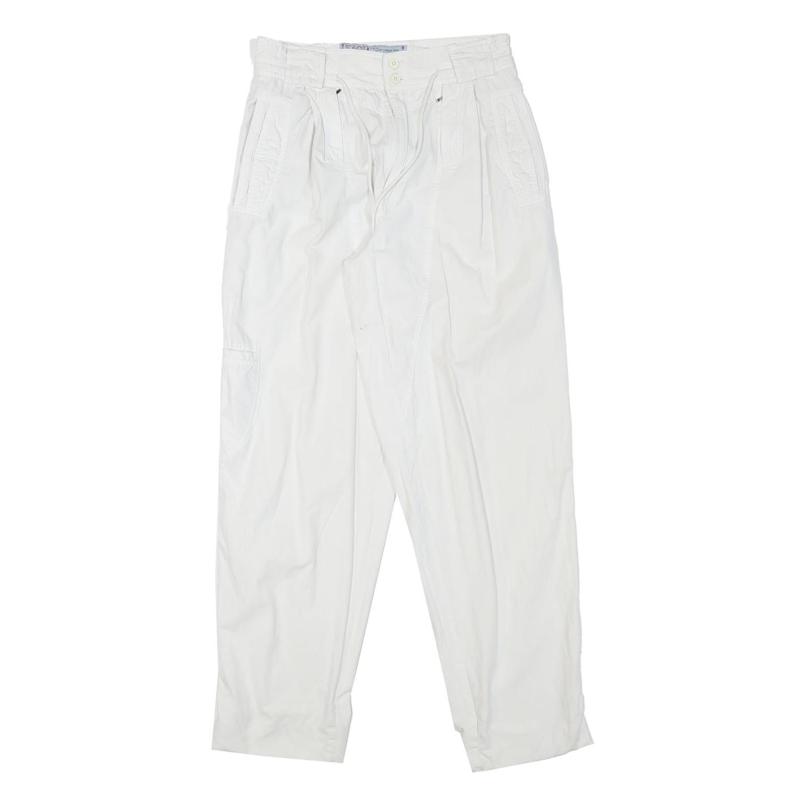 EAGLE FORCE Mens Cotton Blend White Relaxed Trousers W27 L30 Casual Zip Closure