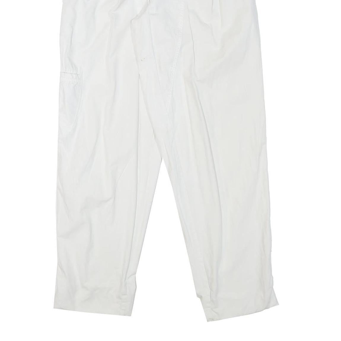EAGLE FORCE Mens Cotton Blend White Relaxed Trousers W27 L30 Casual Zip Closure