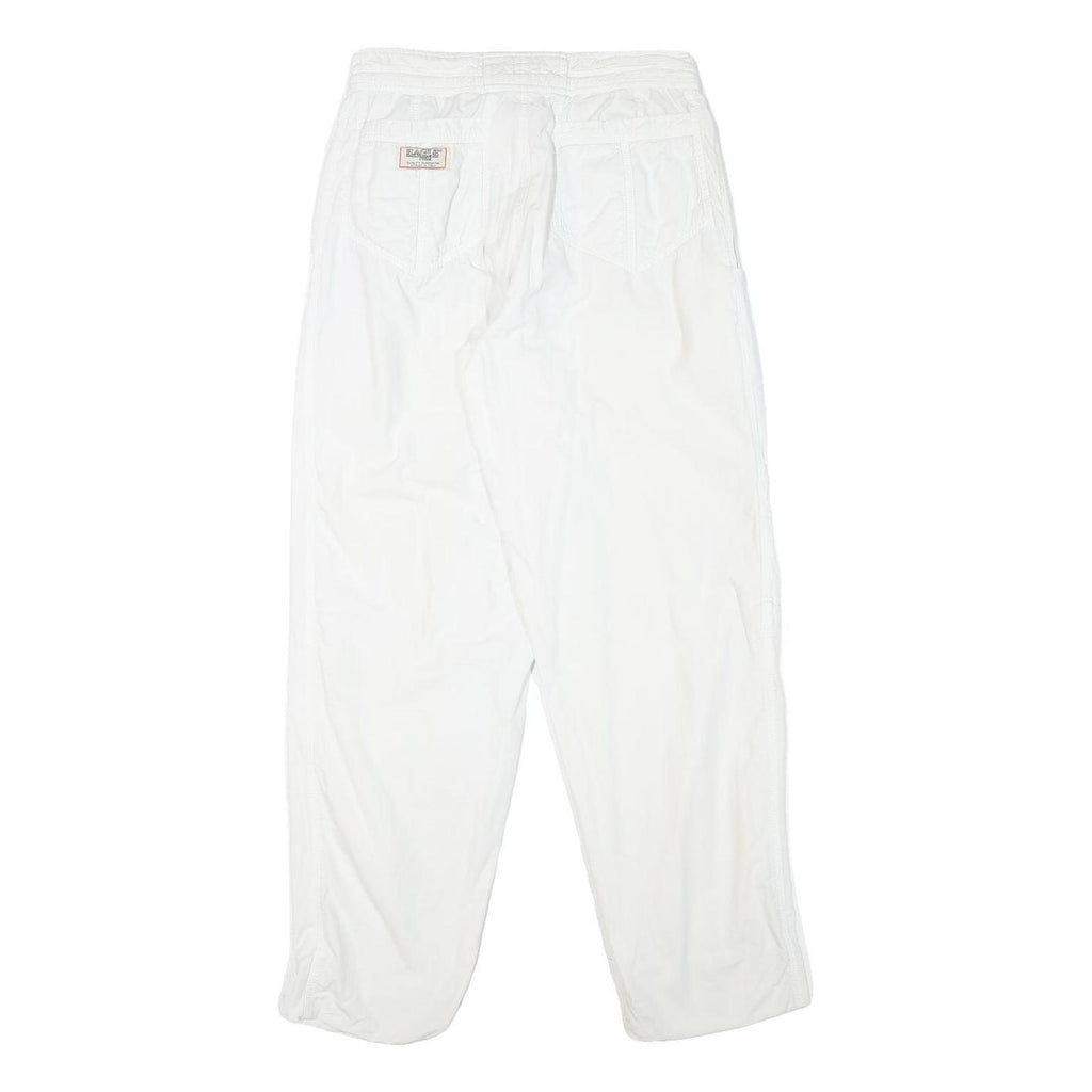 EAGLE FORCE Mens Cotton Blend White Relaxed Trousers W27 L30 Casual Zip Closure