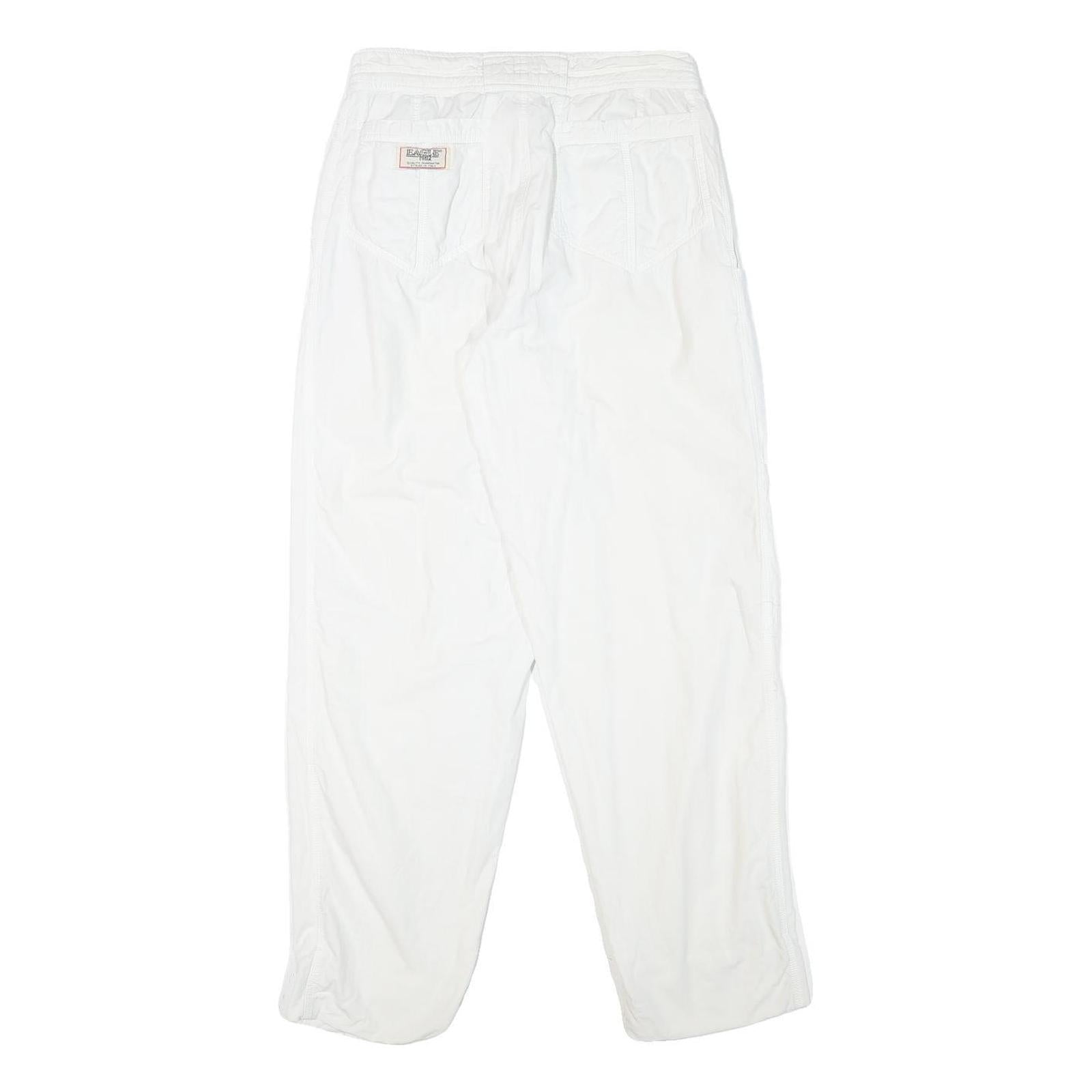 EAGLE FORCE Mens Cotton Blend White Relaxed Trousers W27 L30 Casual Zip Closure