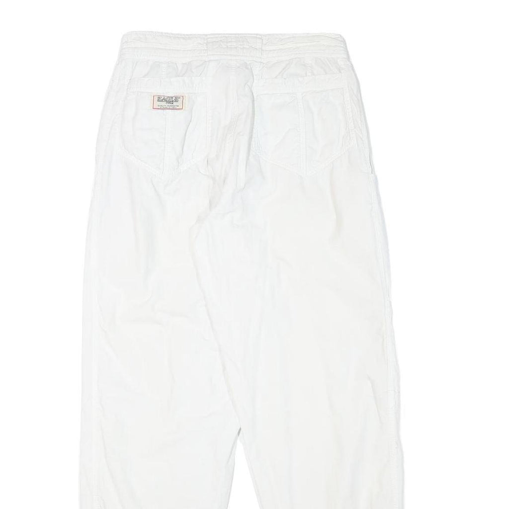 EAGLE FORCE Mens Cotton Blend White Relaxed Trousers W27 L30 Casual Zip Closure