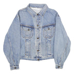 Womens Blue Denim Cotton Jacket XL Button Plain Classic Casual Retro