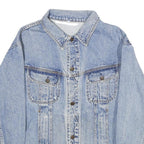Womens Blue Denim Cotton Jacket XL Button Plain Classic Casual Retro