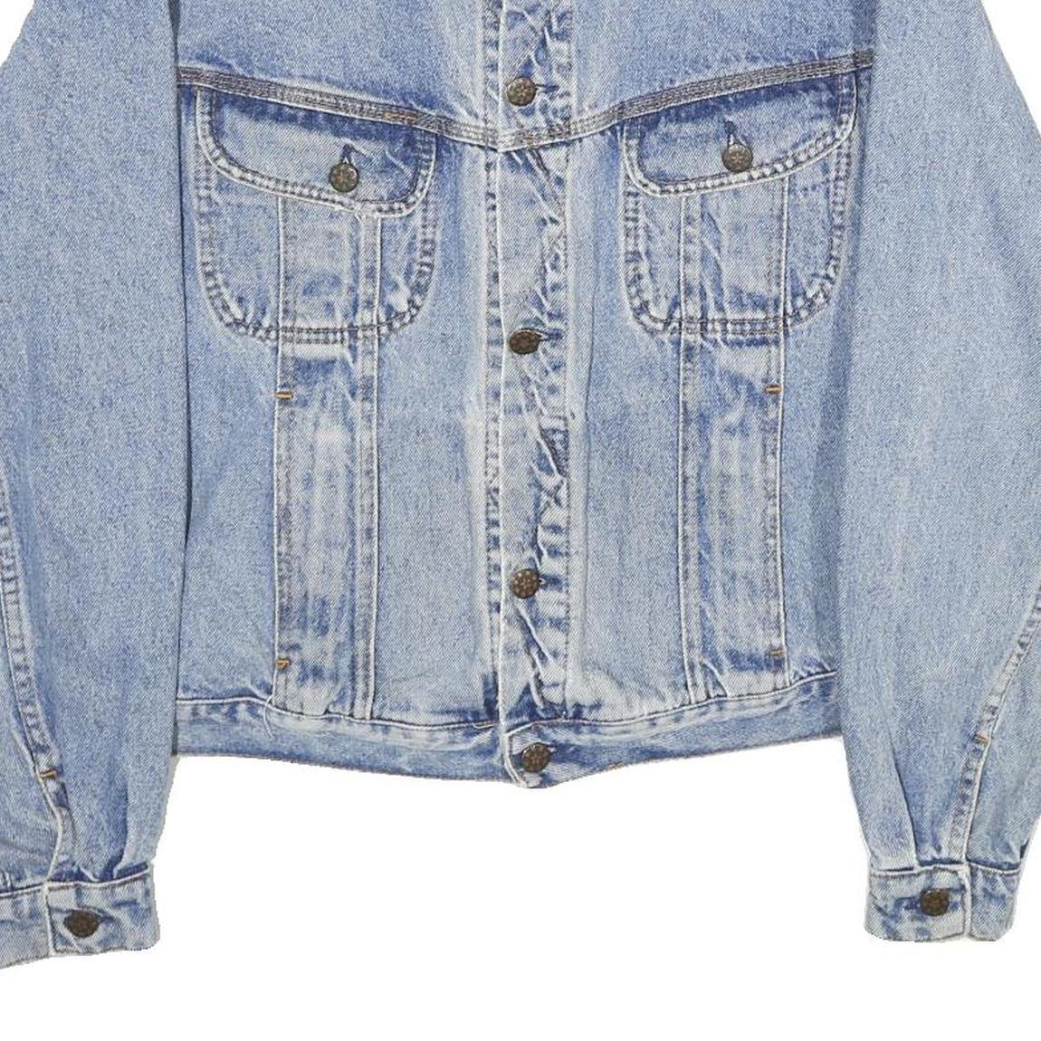 Womens Blue Denim Cotton Jacket XL Button Plain Classic Casual Retro