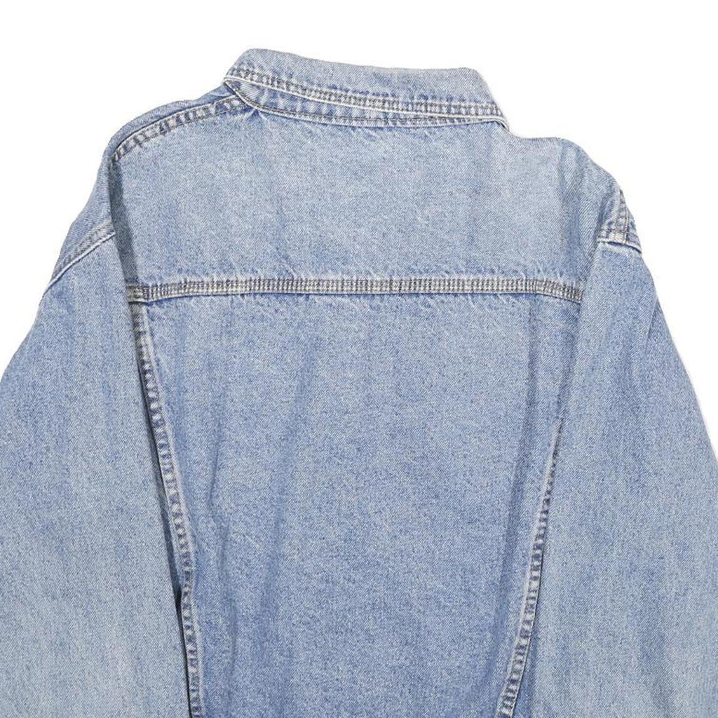 Womens Blue Denim Cotton Jacket XL Button Plain Classic Casual Retro