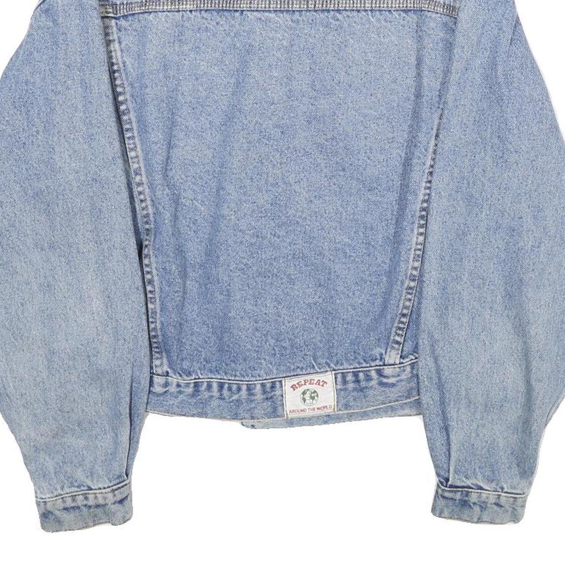 Womens Blue Denim Cotton Jacket XL Button Plain Classic Casual Retro