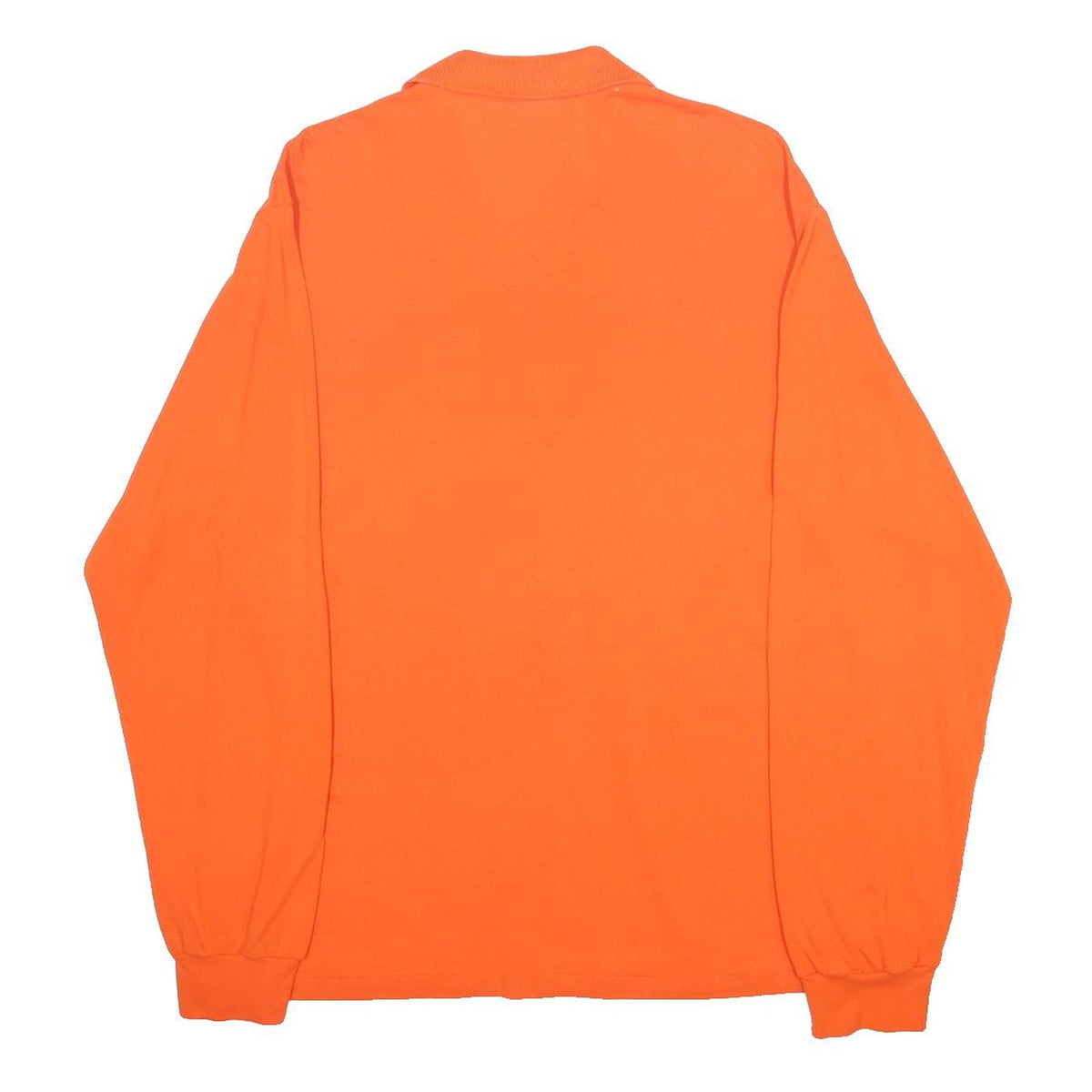 LACOSTE Mens Orange Long Sleeve Plain Polo Shirt L Classic Cotton Casual