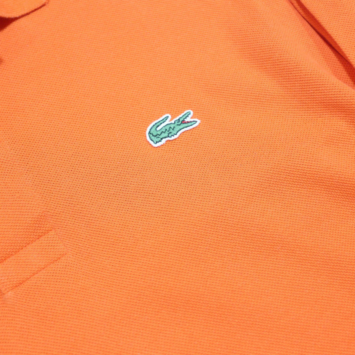 LACOSTE Mens Orange Long Sleeve Plain Polo Shirt L Classic Cotton Casual