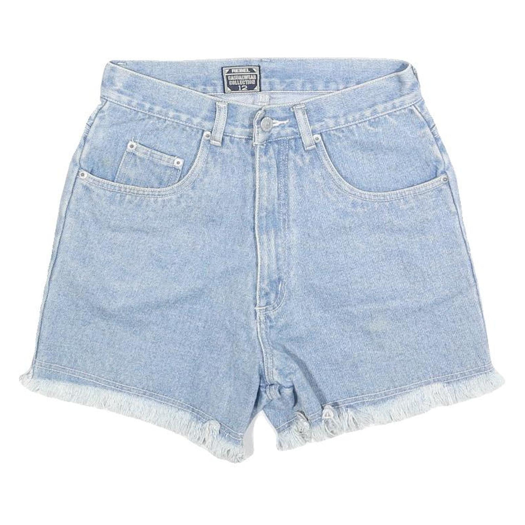 REBEL Womens Denim Blue Shorts XS W26 Casual Cotton Blend Frayed Hem