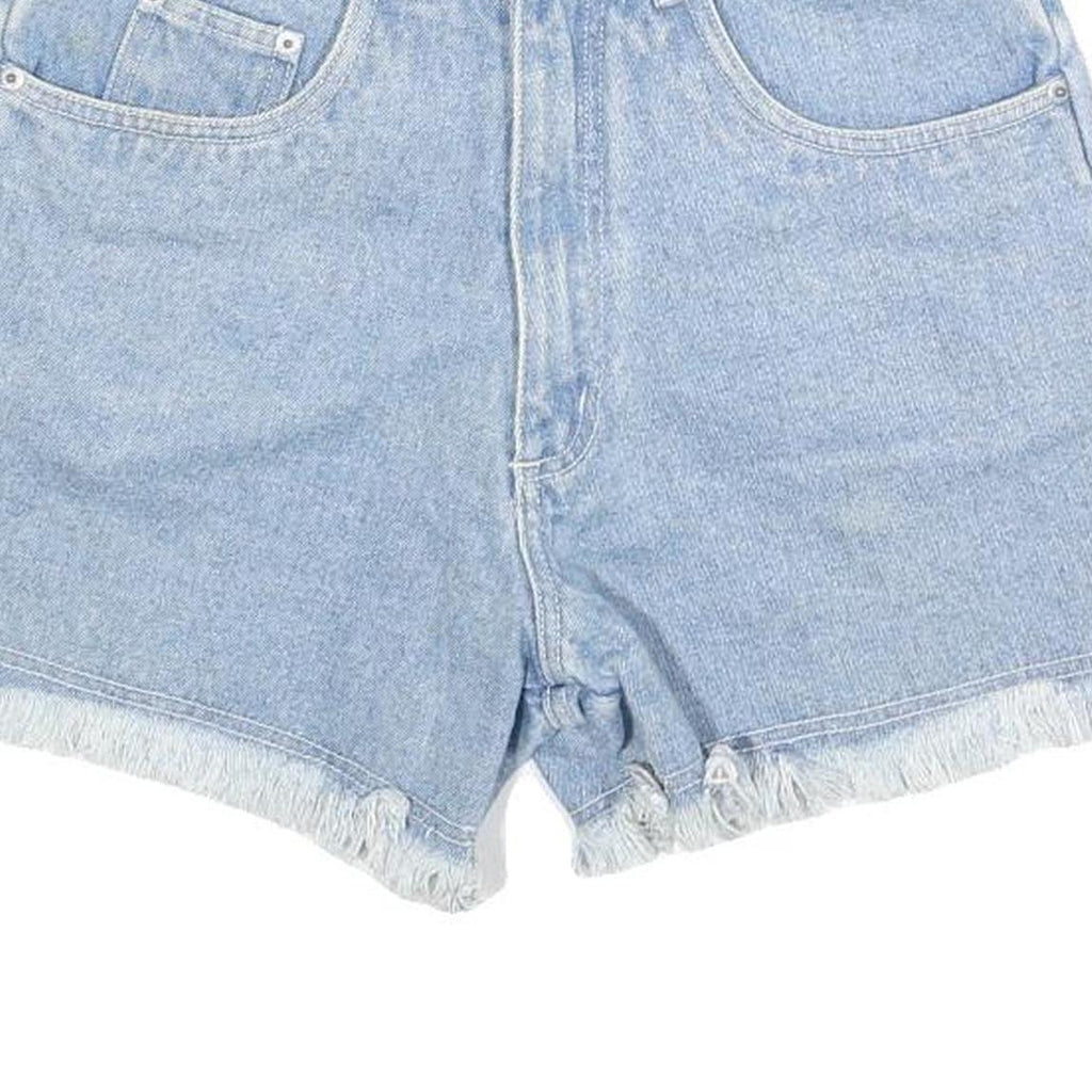 REBEL Womens Denim Blue Shorts XS W26 Casual Cotton Blend Frayed Hem