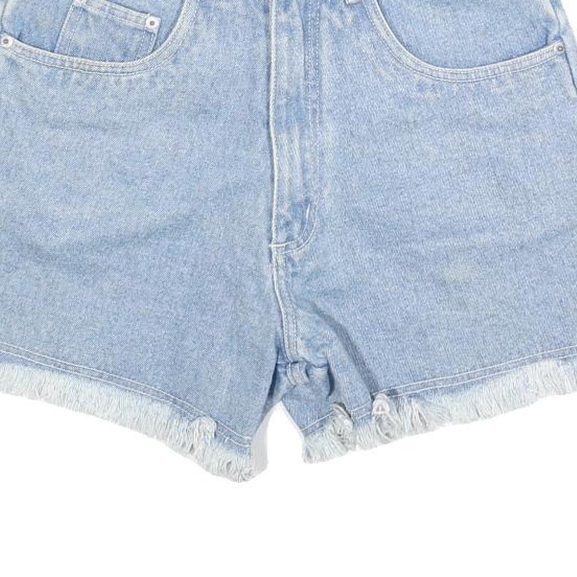 REBEL Womens Denim Blue Shorts XS W26 Casual Cotton Blend Frayed Hem