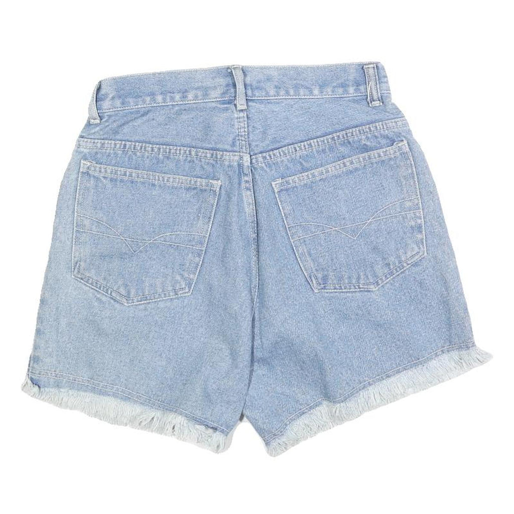REBEL Womens Denim Blue Shorts XS W26 Casual Cotton Blend Frayed Hem