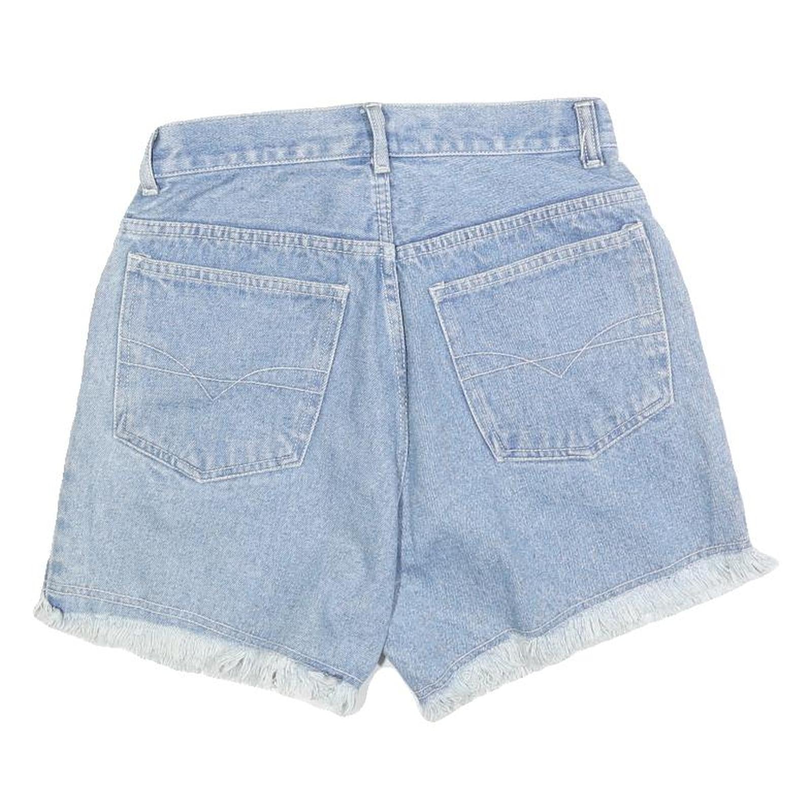 REBEL Womens Denim Blue Shorts XS W26 Casual Cotton Blend Frayed Hem