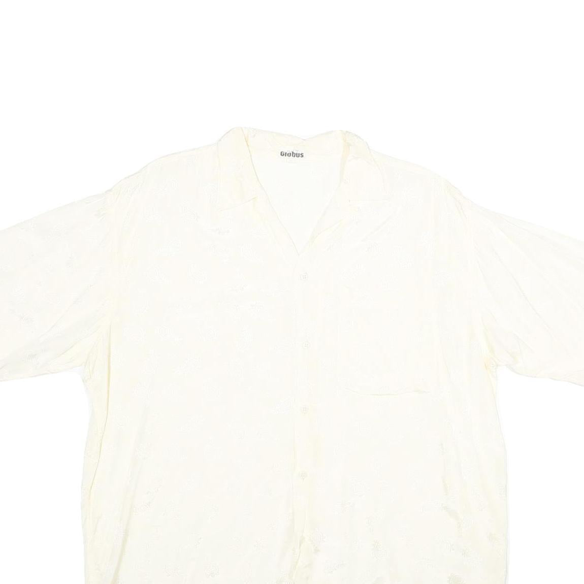 GLOBUS Mens White Relaxed Shirt L Soft Viscose Summer Casual