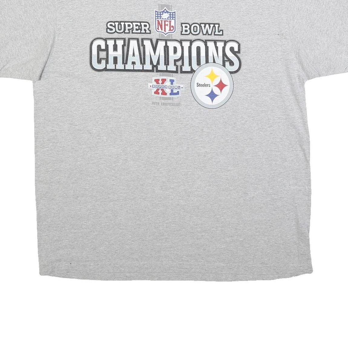 REEBOK Mens Grey Super Bowl Champions Graphic T-Shirt XL Short Sleeve Crew Neck