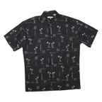 CAMPIA Mens Black Shirt M Cotton Blend Palm Tree Print Casual Button Shirt