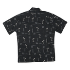 CAMPIA Mens Black Shirt M Cotton Blend Palm Tree Print Casual Button Shirt