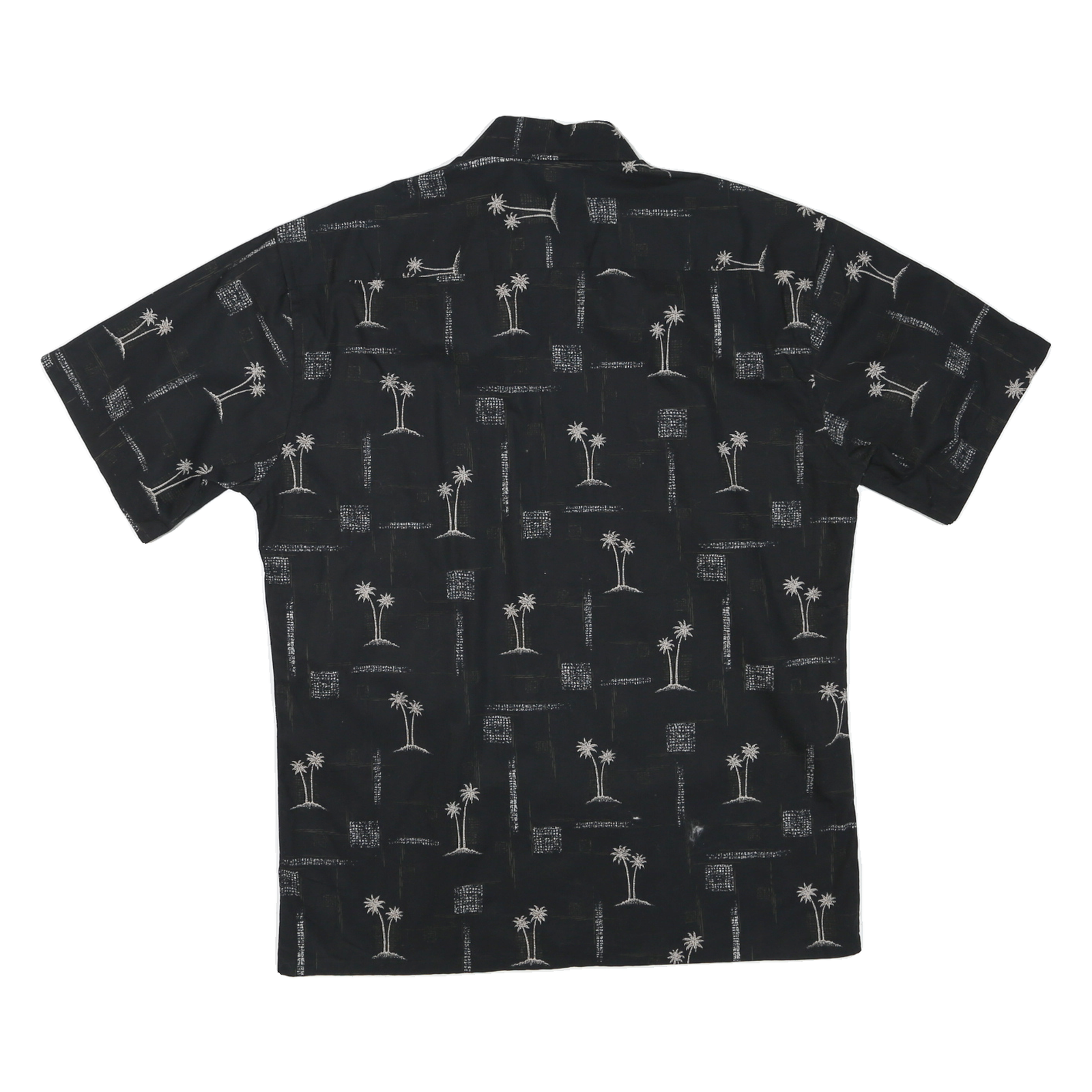 CAMPIA Mens Black Shirt M Cotton Blend Palm Tree Print Casual Button Shirt