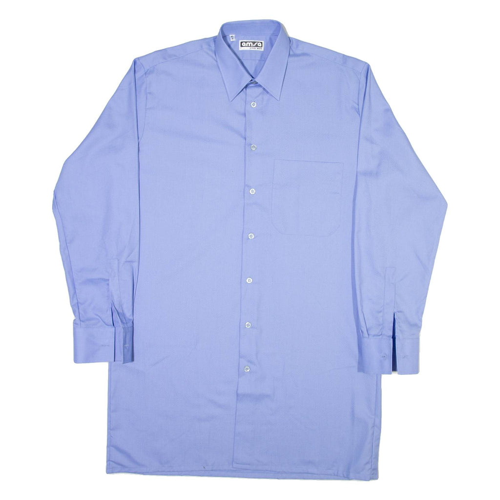 AMSA Mens Plain Shirt Blue Long Sleeve L