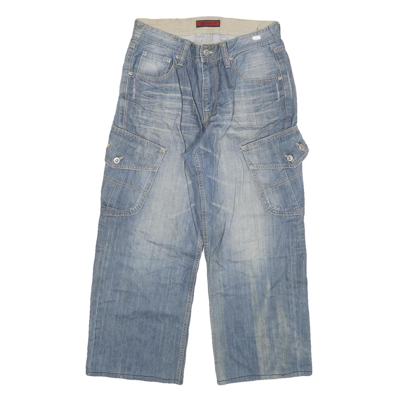 HANG TEN Womens Relaxed Jeans Cargo Cotton Blend Light W28 L25 Casual Denim
