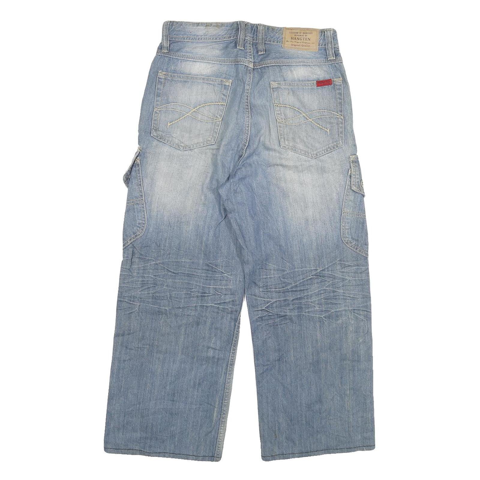 HANG TEN Womens Relaxed Jeans Cargo Cotton Blend Light W28 L25 Casual Denim