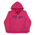 TOMMY HILFIGER Womens Pink Zip Up Hoodie XL Casual Cotton Blend Sweatshirt
