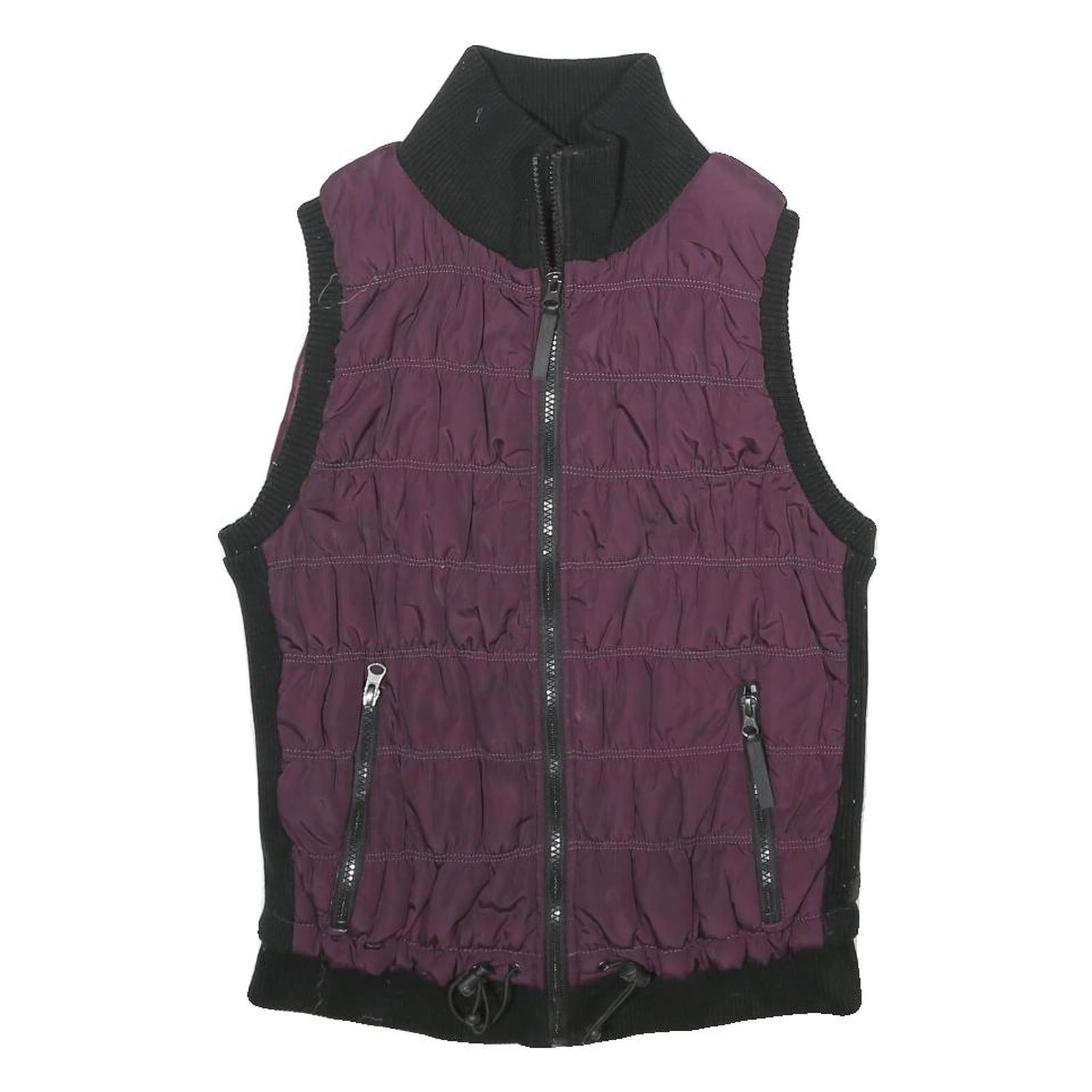 CALVIN KLEIN PERFORMANCE Womens Purple & Black Zip Jacket M Polyester Quilted