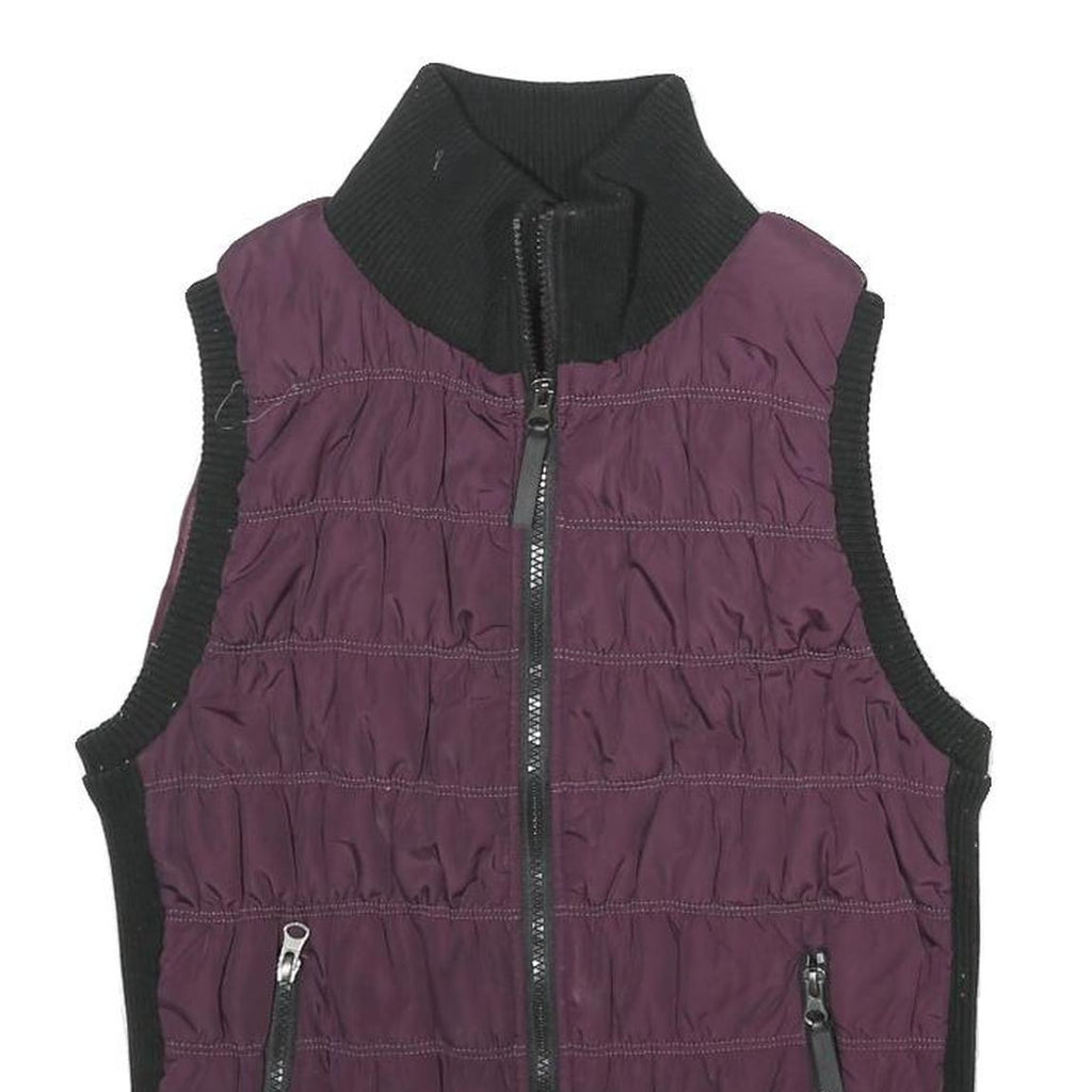 CALVIN KLEIN PERFORMANCE Womens Purple & Black Zip Jacket M Polyester Quilted